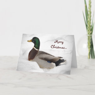 Cartes Pour Fêtes Annuelles Oiseau de canard dans le Noël animal de neige