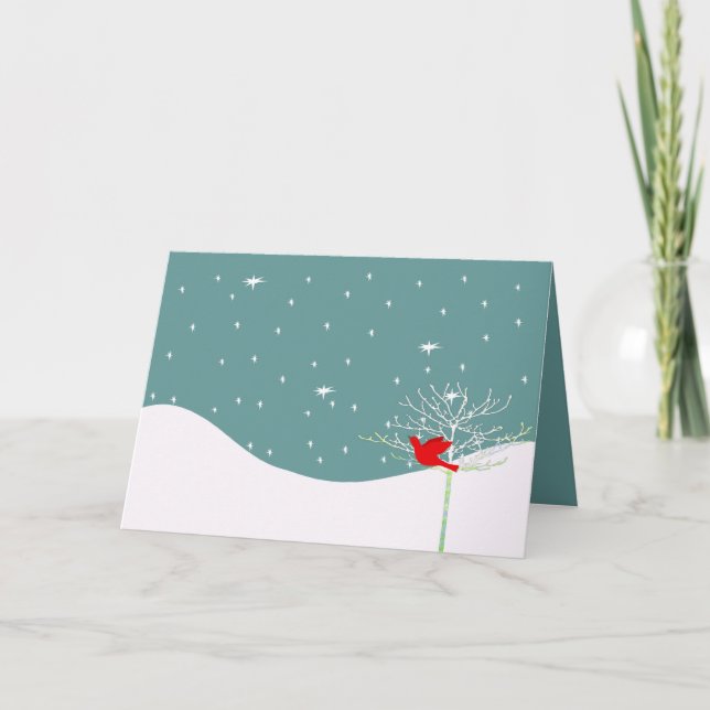 Cartes Pour Fêtes Annuelles Oiseau de Noël rouge (Devant)