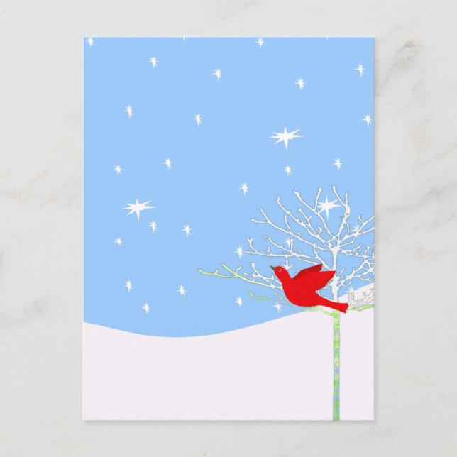Cartes Pour Fêtes Annuelles Oiseau de Noël rouge (Devant)