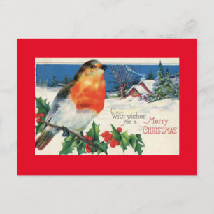 Cartes Pour Fêtes Annuelles Oiseau de Noël Vintage