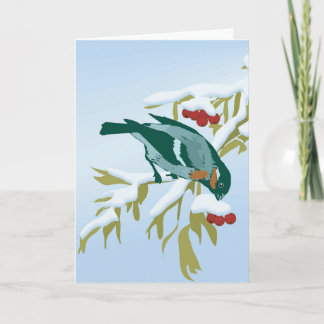Cartes Pour Fêtes Annuelles oiseau et baies