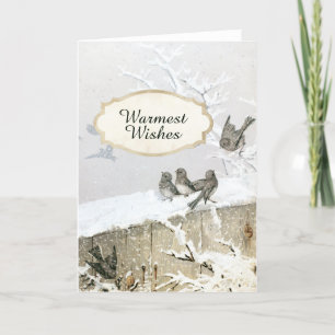 Cartes Pour Fêtes Annuelles Oiseau junco de l'hiver enneigé Noël Nature Vacanc