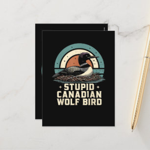 Cartes Pour Fêtes Annuelles Oiseau loup canadien stupide 