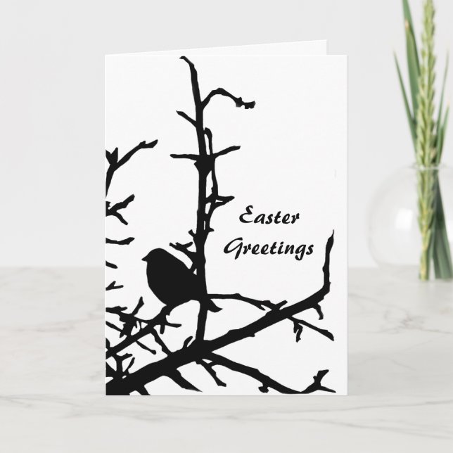 Cartes Pour Fêtes Annuelles Oiseau sur une branche Pâques (Devant)