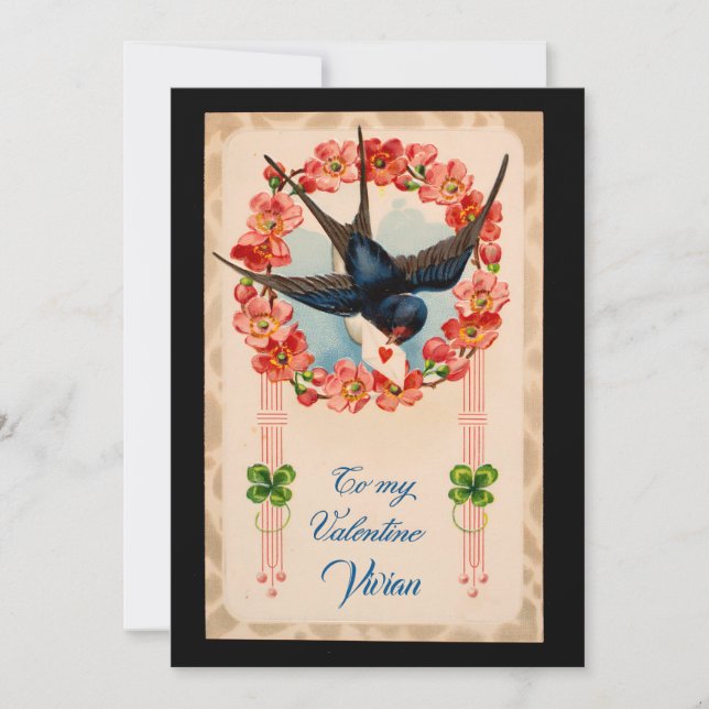 Cartes Pour Fêtes Annuelles Oiseau Vintage Pour Mon Valentin Personnalisé (Devant)