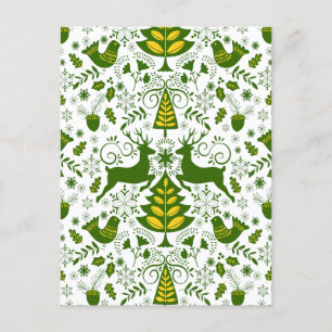 Cartes Pour Fêtes Annuelles Oiseaux de cerfs en fleurs de Noël or
