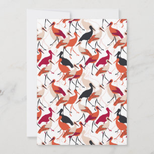 Cartes Pour Fêtes Annuelles Oiseaux de cigogne rouge et blanc Motif sans coutu