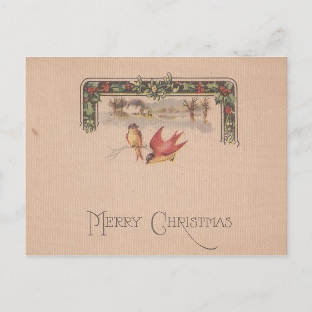 Cartes Pour Fêtes Annuelles Oiseaux de cru de Joyeux Noël (Devant)