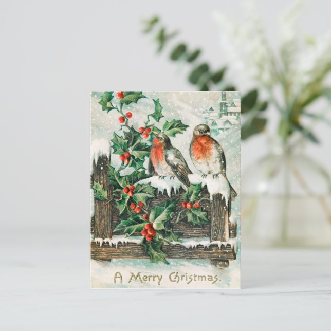 Cartes Pour Fêtes Annuelles Oiseaux de Noël (Debout devant)