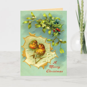 Cartes Pour Fêtes Annuelles Oiseaux de Noël vintage