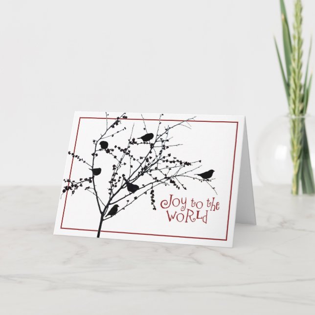 Cartes Pour Fêtes Annuelles Oiseaux d'hiver/Écritures (Devant)