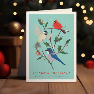 Cartes Pour Fêtes Annuelles Oiseaux d'hiver Photo illustrée