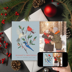 Cartes Pour Fêtes Annuelles Oiseaux d'hiver Photo illustrée
