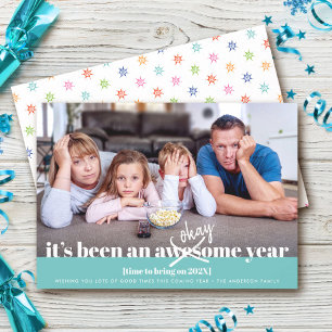 Cartes Pour Fêtes Annuelles OK Nouvel An Gras Moderne Funny Photo Turquoise