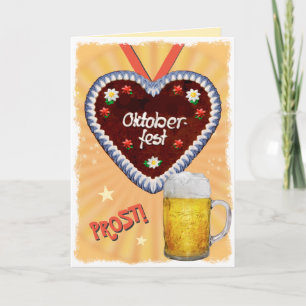 Cartes Pour Fêtes Annuelles Oktoberfest avec la bière et pain d'épices Coeur