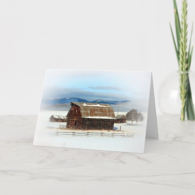 Cartes Pour Fêtes Annuelles Old Barn Winter (Devant)