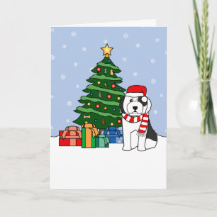 Cartes Pour Fêtes Annuelles Old English Sheepdog et sapin de Noël