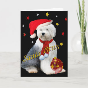 Cartes Pour Fêtes Annuelles Old English Sheepdog Père Noël Paws