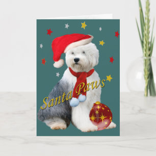 Cartes Pour Fêtes Annuelles Old English Sheepdog Père Noël Paws