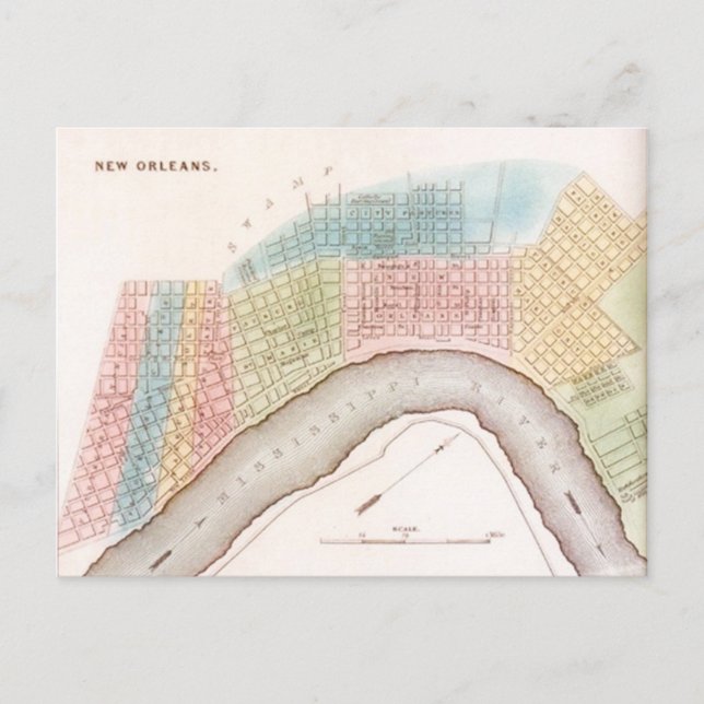 Cartes Pour Fêtes Annuelles Old Map part La Nouvelle-Orléans Mississippi (Devant)