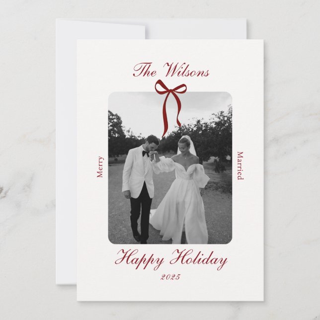 Cartes Pour Fêtes Annuelles Old Money Burgundy Photo Christmas Holiday Card (Devant)