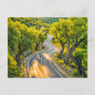 Cartes Pour Fêtes Annuelles Olive Grove avec vieux tracteur sur Evening Road