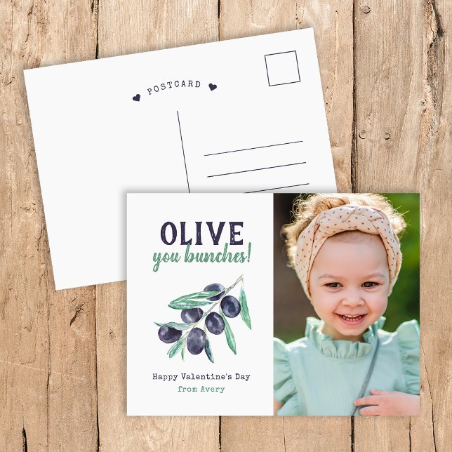 Cartes Pour Fêtes Annuelles Olive You Bunches Enfants Photo Saint Valentin Vac (Créateur téléchargé)