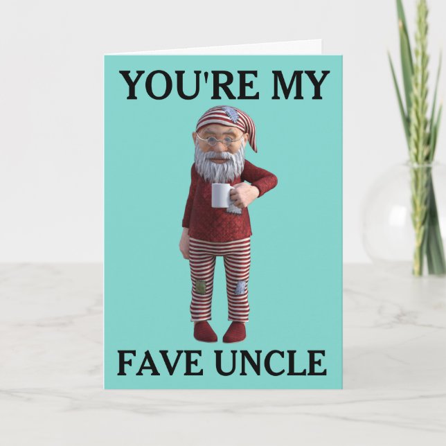 CARTES POUR FÊTES ANNUELLES ONCLE ANNIVERSAIRE GNOME ELF CARD (Devant)