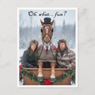 Cartes Pour Fêtes Annuelles One Horse Open Sleigh Pun Holiday Postcard