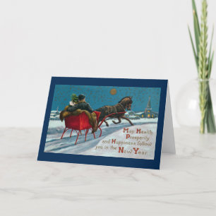 Cartes Pour Fêtes Annuelles Open Sleigh Ride Nouvel An Vintage
