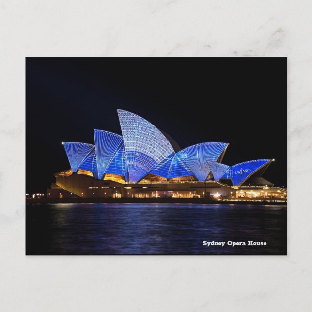 Cartes Pour Fêtes Annuelles Opéra Sydney la nuit (Devant)