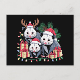 Cartes Pour Fêtes Annuelles Opossum de Noël Chapeau de Père Noël Andouillers L