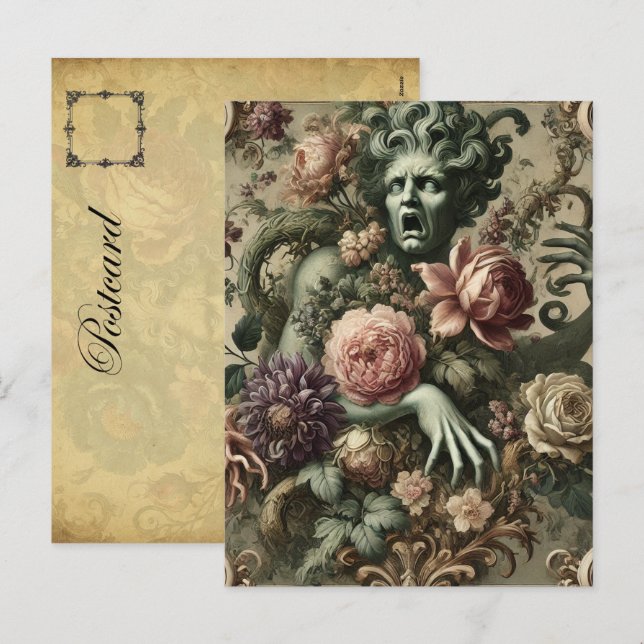 Cartes Pour Fêtes Annuelles Opulence Opatique - Gothique Floral Baroque (Devant / Derrière)