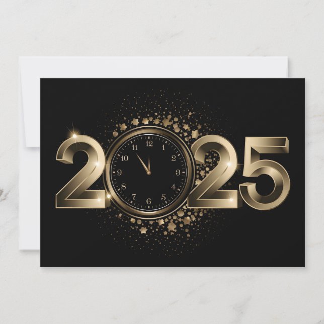 Cartes Pour Fêtes Annuelles or élégant Bonne année 2025 (Devant)