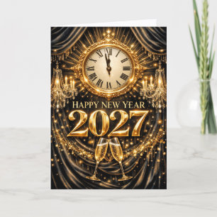 Cartes Pour Fêtes Annuelles Or Élégant Noir Luxueux Nouvel An 2027