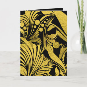Cartes Pour Fêtes Annuelles Or Faux Feuille sur Nouvel An élégant noir