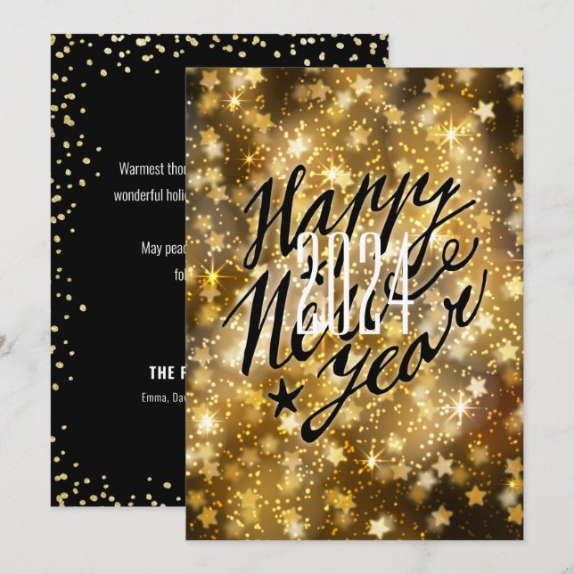 Cartes Pour Fêtes Annuelles Or festif 2021 | Bonne année (Devant / Derrière)