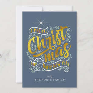 Cartes Pour Fêtes Annuelles Or magique ID441 de typographie de Noël