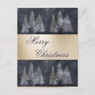 Cartes Pour Fêtes Annuelles Or Métallo Bleu Élégant Pin Joyeux Noël H