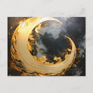 Cartes Pour Fêtes Annuelles Or noir Abstrait Tourbillon Moderne Lune