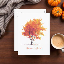 Orange Arbre d'automne Aquarelle moderne