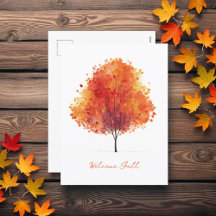 Orange Arbre d'automne Aquarelle moderne