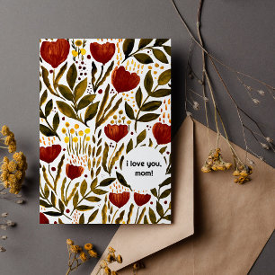 Cartes Pour Fêtes Annuelles Orange Botanical Je t'aime Fête des mères