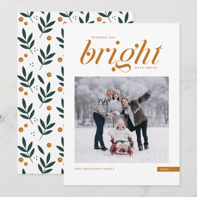 Cartes Pour Fêtes Annuelles Orange moderne Script brillant Jours à l'avant Pho (Devant / Derrière)