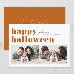 Cartes Pour Fêtes Annuelles Orange Retro Typographie Joyeux Halloween Deux Pho