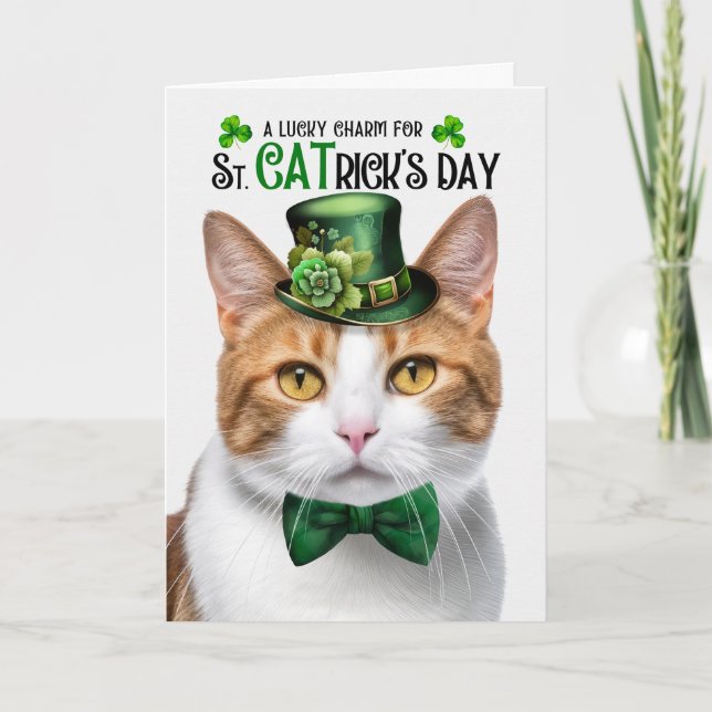 Cartes Pour Fêtes Annuelles Orange Tabby Chat St CATrick's Day Charmant (Devant)