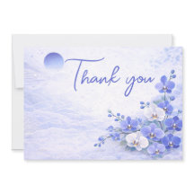 Orchid Thank You Card – Blue Floral Design