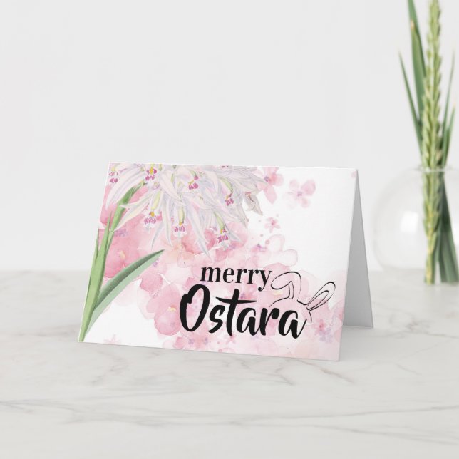Cartes Pour Fêtes Annuelles Orchidées d'aquarelle de printemps Ostara (Devant)
