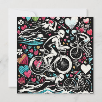 Cartes Pour Fêtes Annuelles Oreiller Triathlon Inspiration Amour, Cadeau de Sa