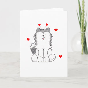 Cartes Pour Fêtes Annuelles Oreilles de Valentine de chien de traîneau